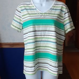 Breckinridge short sleeved v- neck striped tee